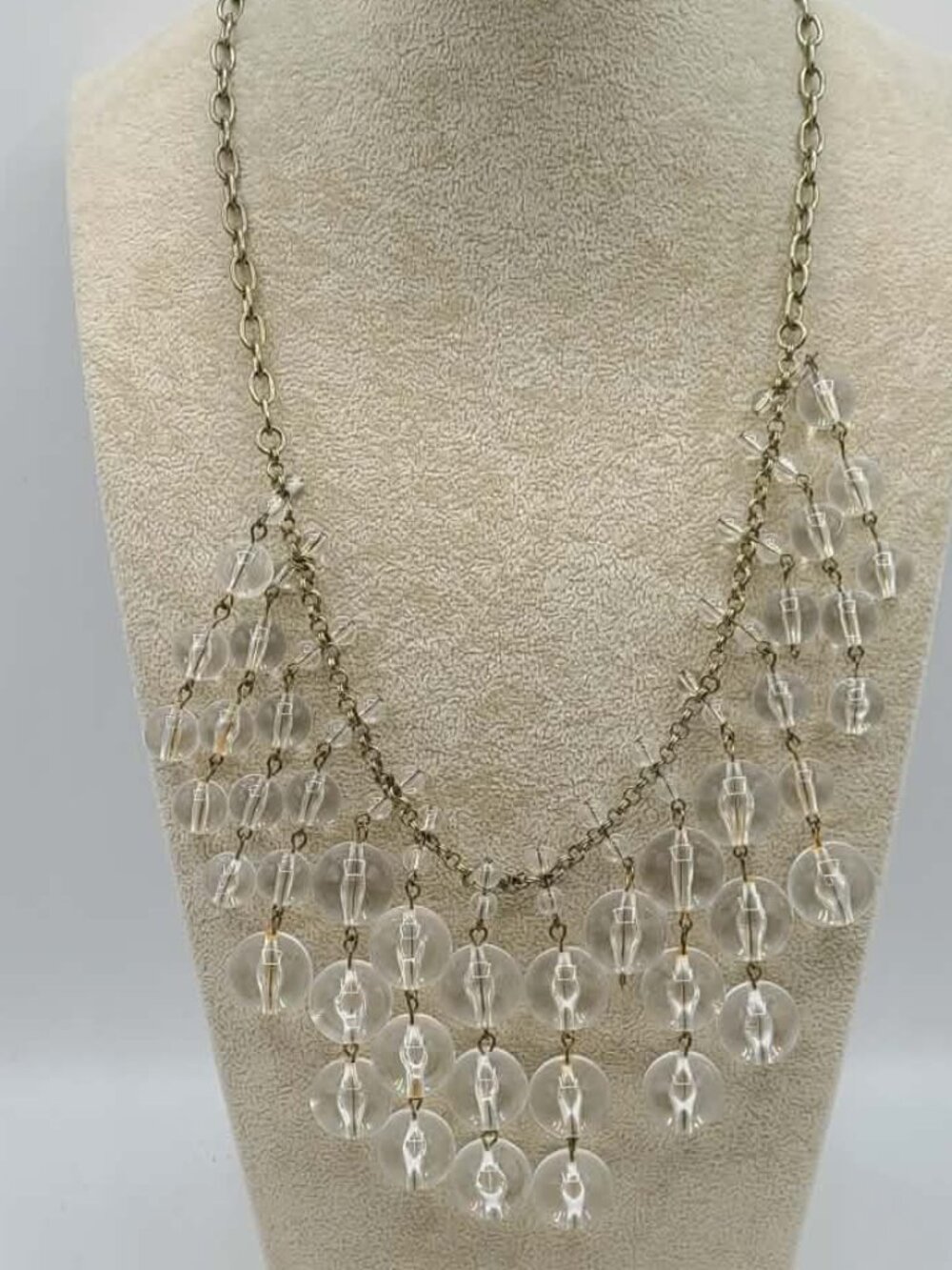 J Crew Clear Bauble Cascade Necklace